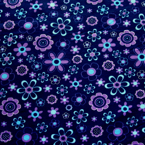 Purple Pizazz Floral Cotton Lycra Knit Fabric