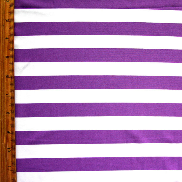 Purple and White 3/4 inch Stripe Nylon Lycra Swimsuit Fabric