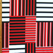 Red, Black, and White Stripe Squares Nylon Spandex Swimsuit Fabric