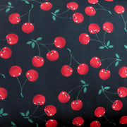 Red Cherries on Black Nylon Spandex Swimsuit Fabric