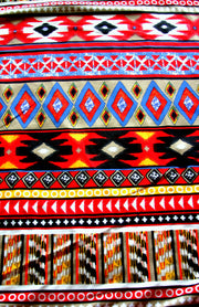 Red, Yellow, and Blue Aztec Stripes Cotton Knit Fabric