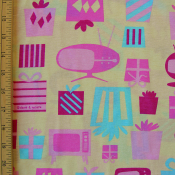 Retro T.V.'s and Presents Cotton Knit Fabric by David & Goliath - 27" Remnant Piece