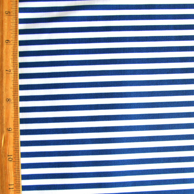 Royal 1/4 Inch Stripes on White Nylon Lycra Swimsuit Fabric