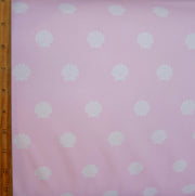 Scallop Seashells on Light Pink Nylon Lycra Swimsuit Fabric