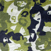 Tokidoki Stylish Girls Camo Cotton Knit Fabric, Green Colorway - 33" Remnant Piece