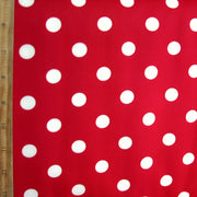 Tan Polka Dots on Red Nylon Lycra Swimsuit Fabric
