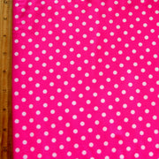 White Aspirin Polka Dots on Bright Pink Nylon Lycra Swimsuit Fabric