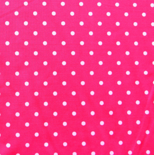 White Aspirin Polka Dots on Hot Pink Nylon Lycra Swimsuit Fabric