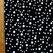 White Bubble Polka Dots on Black Nylon Spandex Swimsuit Fabric