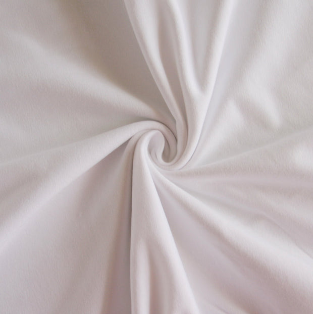White Bamboo Organic Cotton Spandex French Terry Fabric - 19" Remnant