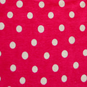 White Eraser Polka Dots on Dragon Fruit Red Cotton Lycra Knit Fabric