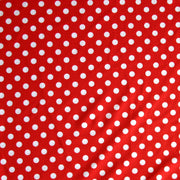 White Eraser Polka Dots on Red Nylon Lycra Swimsuit Fabric - 30" Remnant Piece