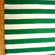 Green and White 6/8" Stripe Knit Fabric