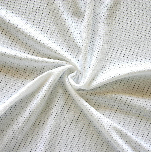 White Dri-Fit Stretch Series Mini Mesh Lycra Jersey Knit Fabric