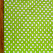 White Polka Dots on Grinch Green Cotton Lycra Knit Fabric