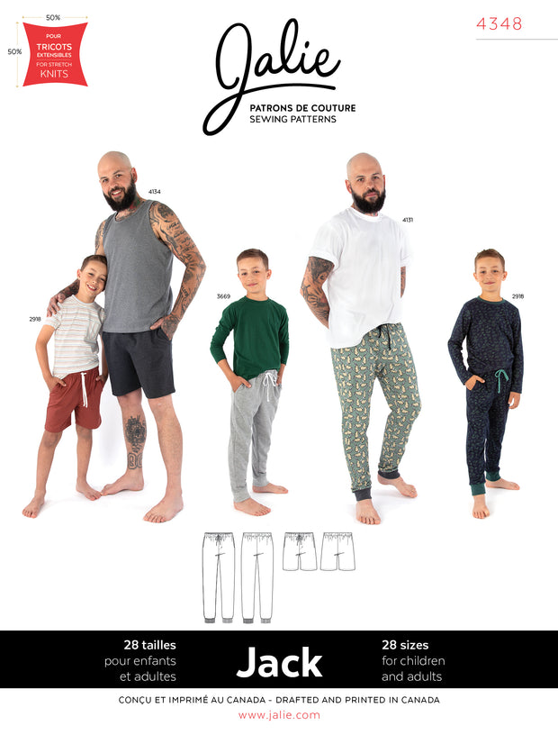 Jack Pull-on Lounge Pants and Shorts Sewing Pattern by Jalie