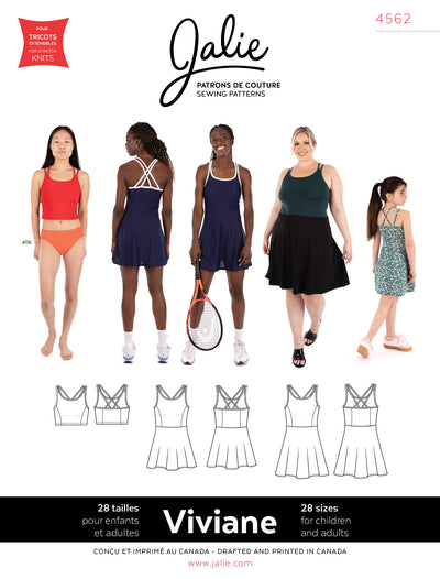 Viviane Athletic Top and Dress Sewing Pattern by Jalie
