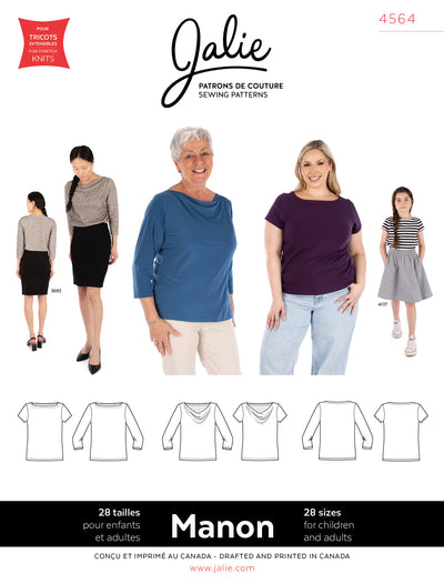 Manon Boat Neck Tops Sewing Pattern by Jalie