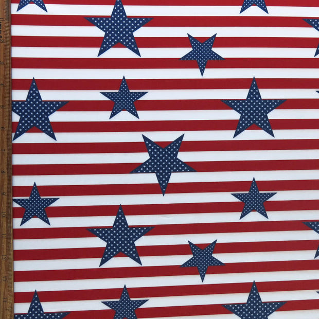 Americana Traditional Stars and Stripes Poly Spandex Swimsuit Fabric