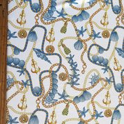 Anchors and Ropes on White Poly Spandex Swimsuit Fabric