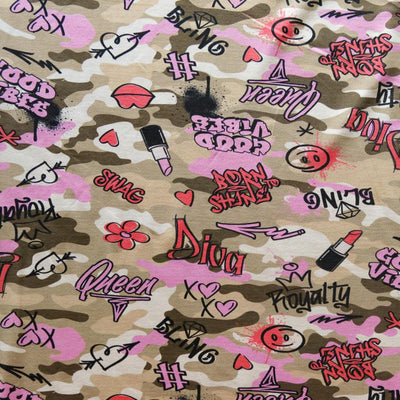 Bling Graffiti Camo Cotton Spandex Jersey Knit Fabric