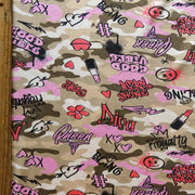 Bling Graffiti Camo Cotton Spandex Jersey Knit Fabric