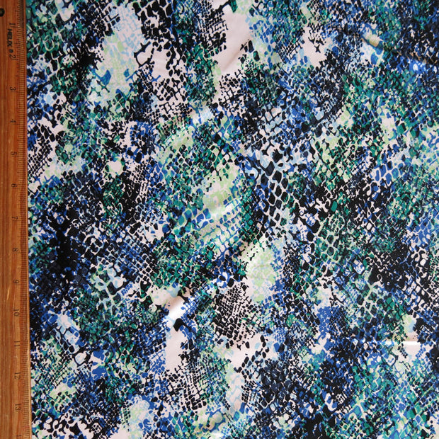 Blue Green Abstract Snakeskin Nylon Spandex Swimsuit Fabric
