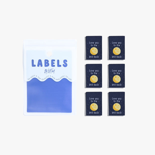 "Love You to The Moon and Back" 6 Pack Woven Labels by Kylie and the Machine