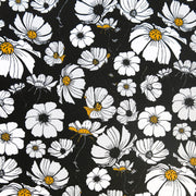 Daisies on Black Poly Spandex Swimsuit Fabric
