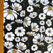 Daisies on Black Poly Spandex Swimsuit Fabric