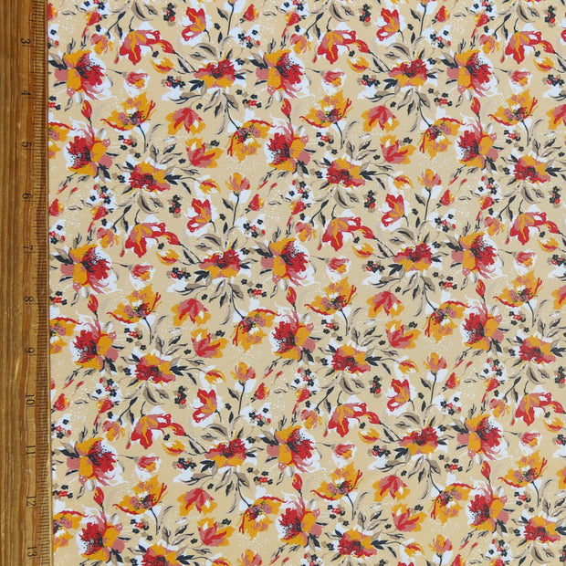 Fiery Floral Poly Spandex Swimsuit Fabric