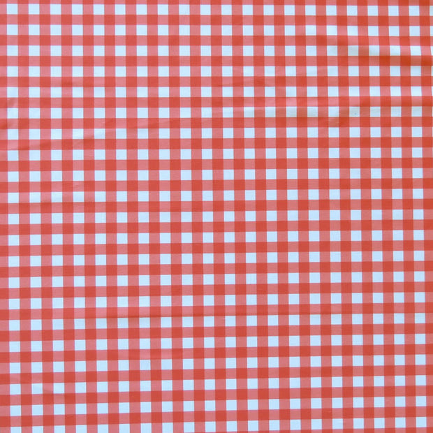 Fresh Salmon Gingham Poly Spandex Swimsuit Fabric