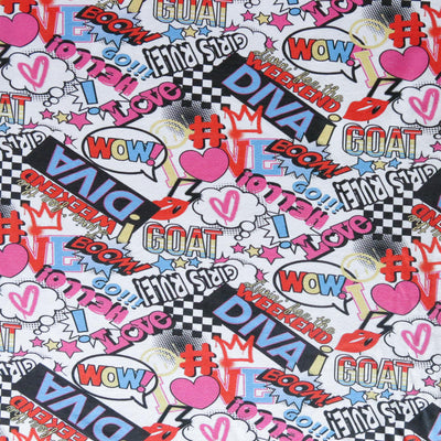 Girls Rule Graffiti Cotton Spandex Jersey Knit Fabric