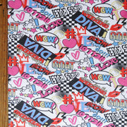 Girls Rule Graffiti Cotton Spandex Jersey Knit Fabric