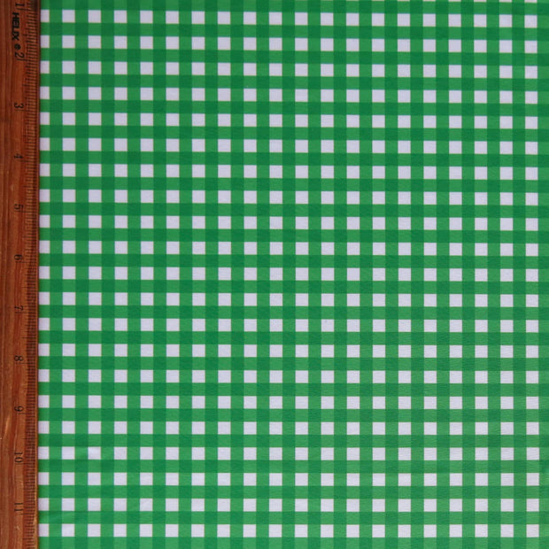 Grass Green Gingham Poly Spandex Swimsuit Fabric