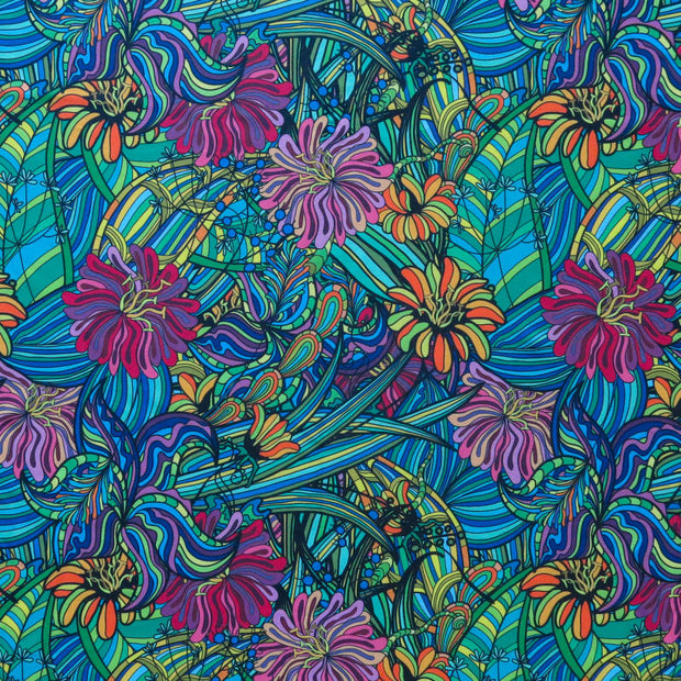 Hippie Flower Poly Spandex Swimsuit Fabric