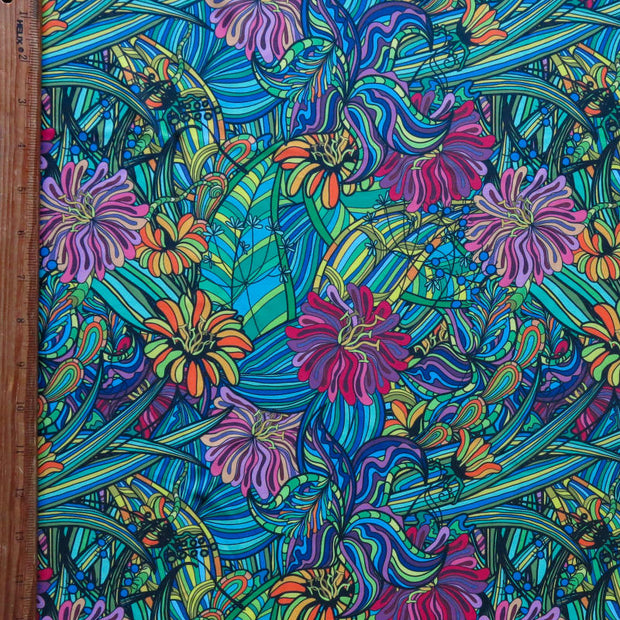 Hippie Flower Poly Spandex Swimsuit Fabric