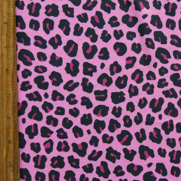 Hot Pink Leopard Print Nylon Spandex Swimsuit Fabric