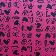 Love on Pink Cotton Spandex Jersey Knit Fabric