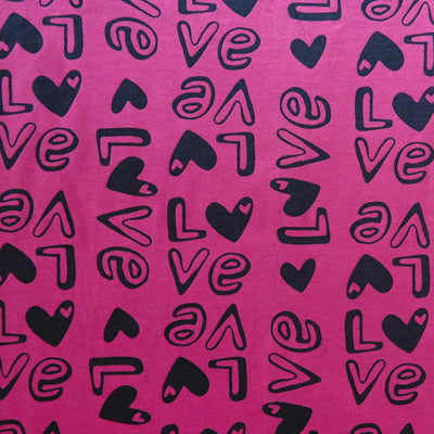 Love on Pink Cotton Spandex Jersey Knit Fabric