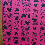 Love on Pink Cotton Spandex Jersey Knit Fabric