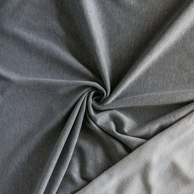 Medium Heathered Grey Repreve Poly Spandex Sweatshirt Fleece Knit Fabric