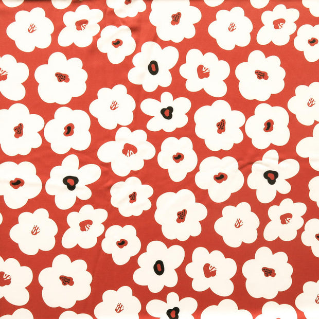 Warm Brown Mod Floral Poly Spandex Swimsuit Fabric
