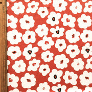 Warm Brown Mod Floral Poly Spandex Swimsuit Fabric