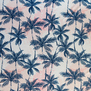 Navy Palm Trees on Pink Tie Dye Poly Spandex Swimsuit Fabric