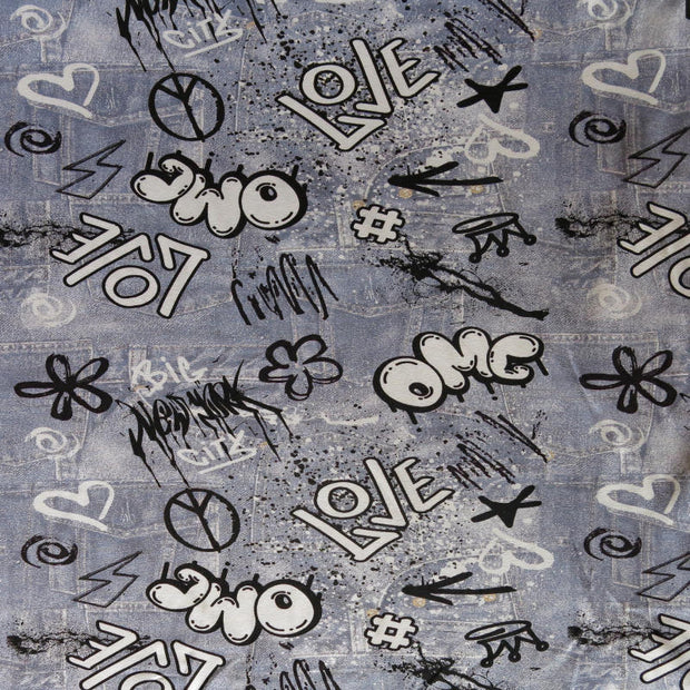 OMG Graffiti Cotton Spandex Jersey Knit Fabric