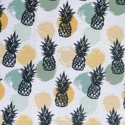 Pineapples and Dots on White Poly Spandex Swimsuit Fabric