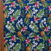 Pineapples and Fauna on Navy Nylon Spandex Swimsuit Fabric