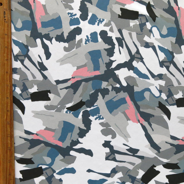 Pink/Grey Abstract Flow Stretch Boardshort Fabric