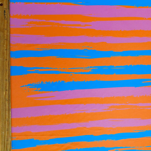 Pink, Orange, and Blue Bright Stripes Poly Spandex Swimsuit Fabric